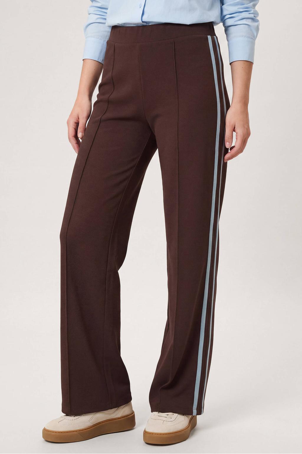 Bruine dames Miss Etam high waist straight leg gestreepte broek
