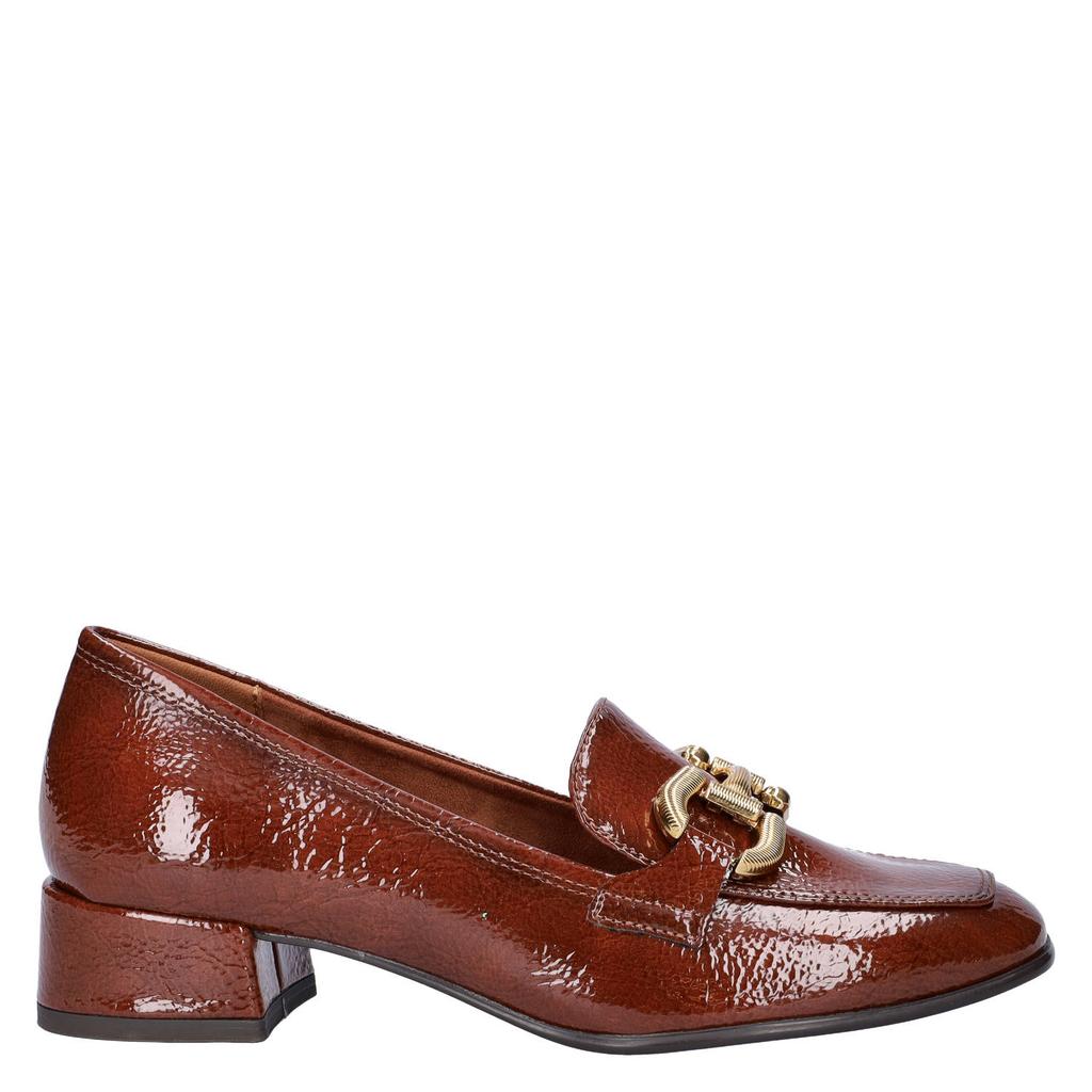 Cognackleurige dames Tamaris Trotteur lakleren loafers -