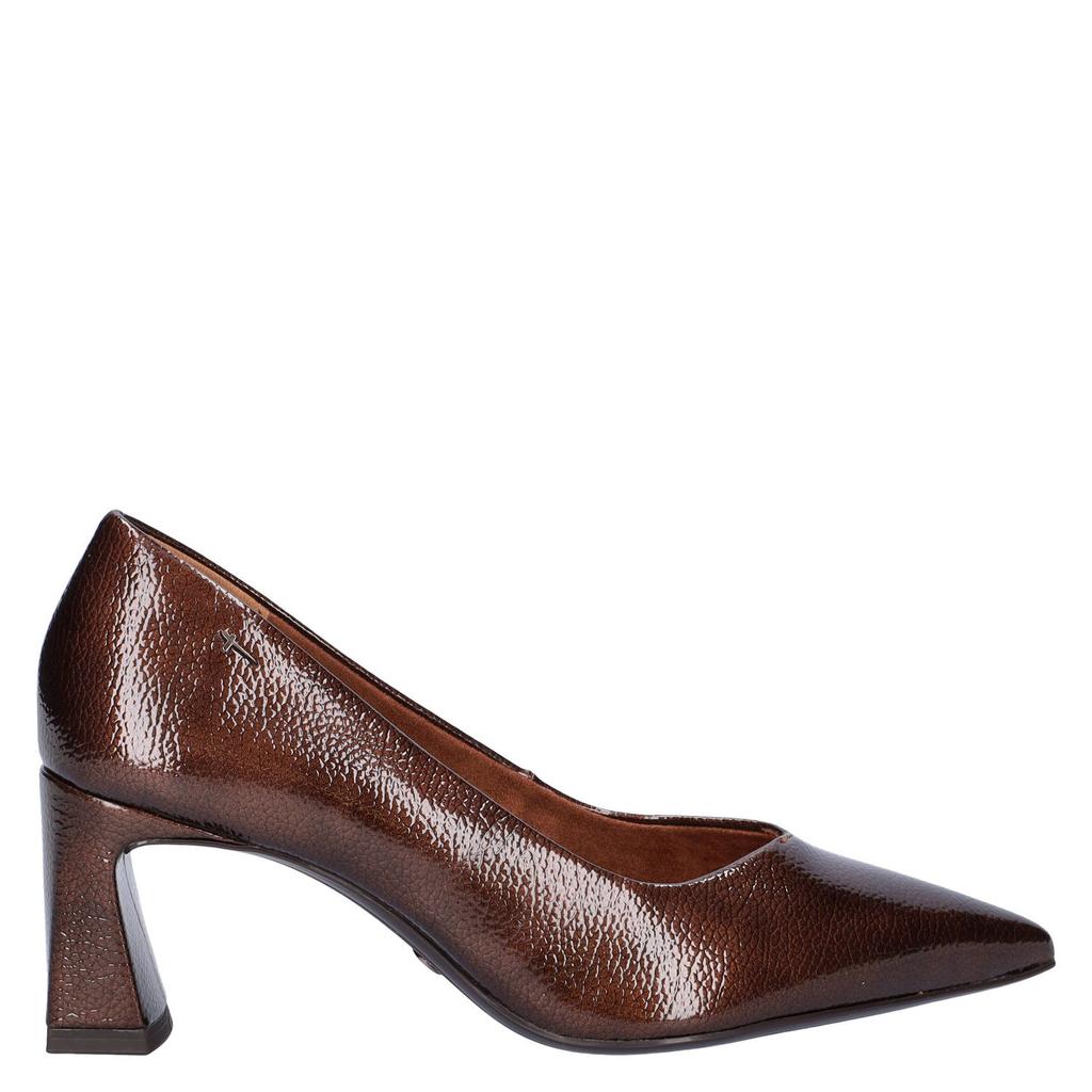Bruine dames Tamaris lakleren pumps met hak -