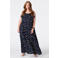 MS Mode maxi jurk Plus Size met ruches en stippen - blauw