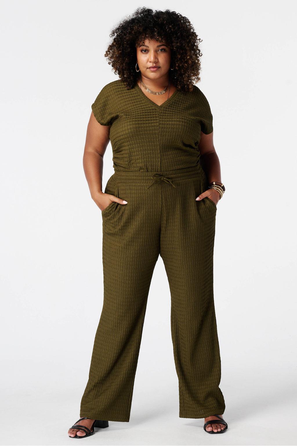 Groene dames MS Mode top Plus Size van polyester met effen