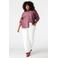 MS Mode gestreepte blouse met parels, Plus Size - donkerrood