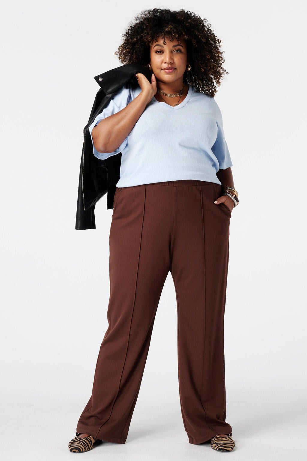 Bruine dames MS Mode broek Plus Size