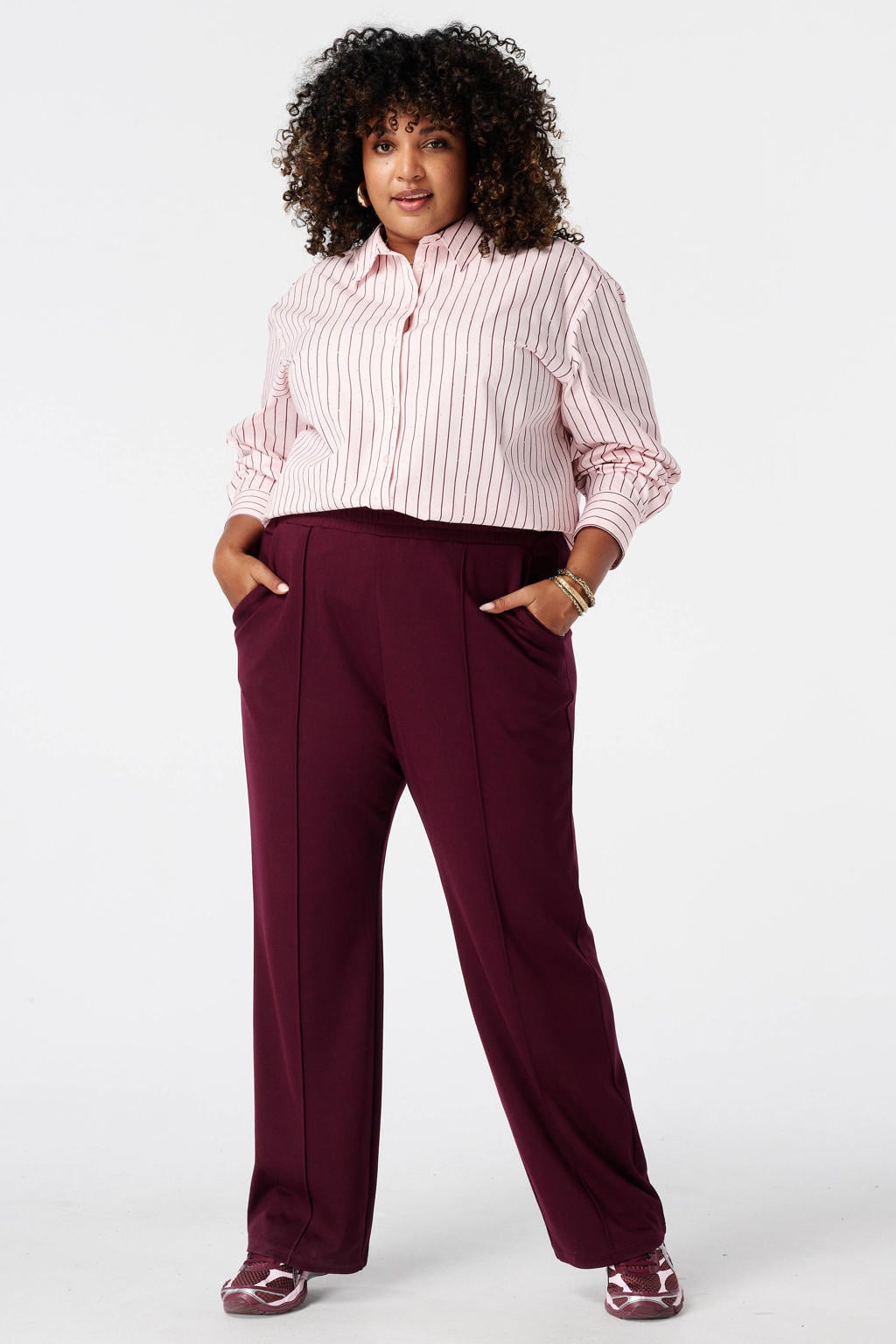 Donkerrode dames MS Mode broek Plus Size