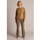 Yest flared broek van travelstof - olijfgroen