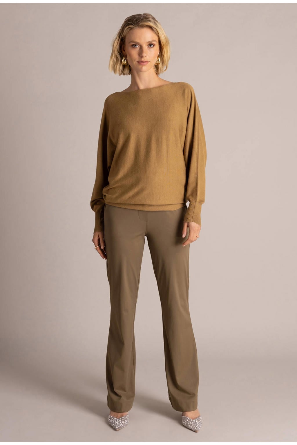 Yest regular waist flared broek - olijfgroen