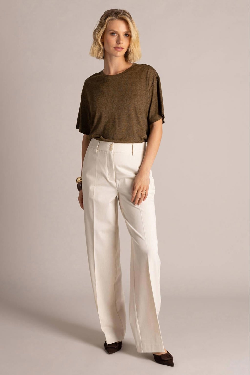 Yest wide leg broek - beige