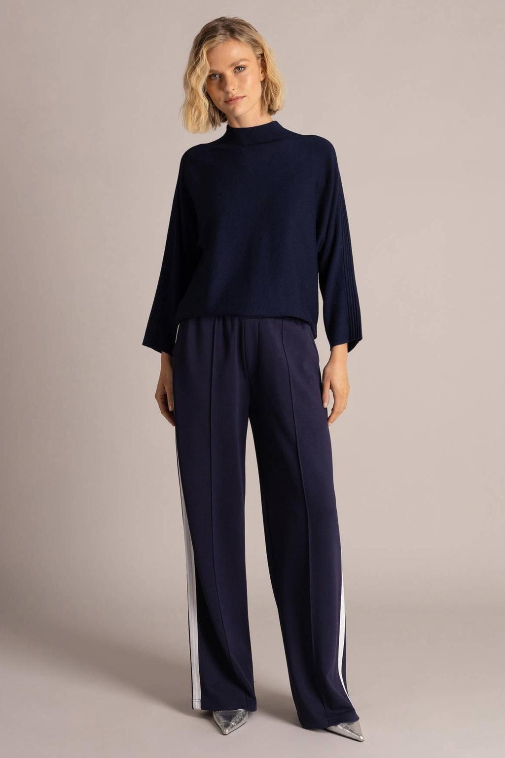 Ecru dames Yest loose fit broek van modal met high waist, elastische tailleband en effen