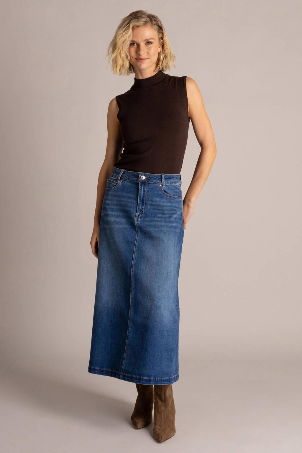 Donkerblauwe dames Yest top met effen en col