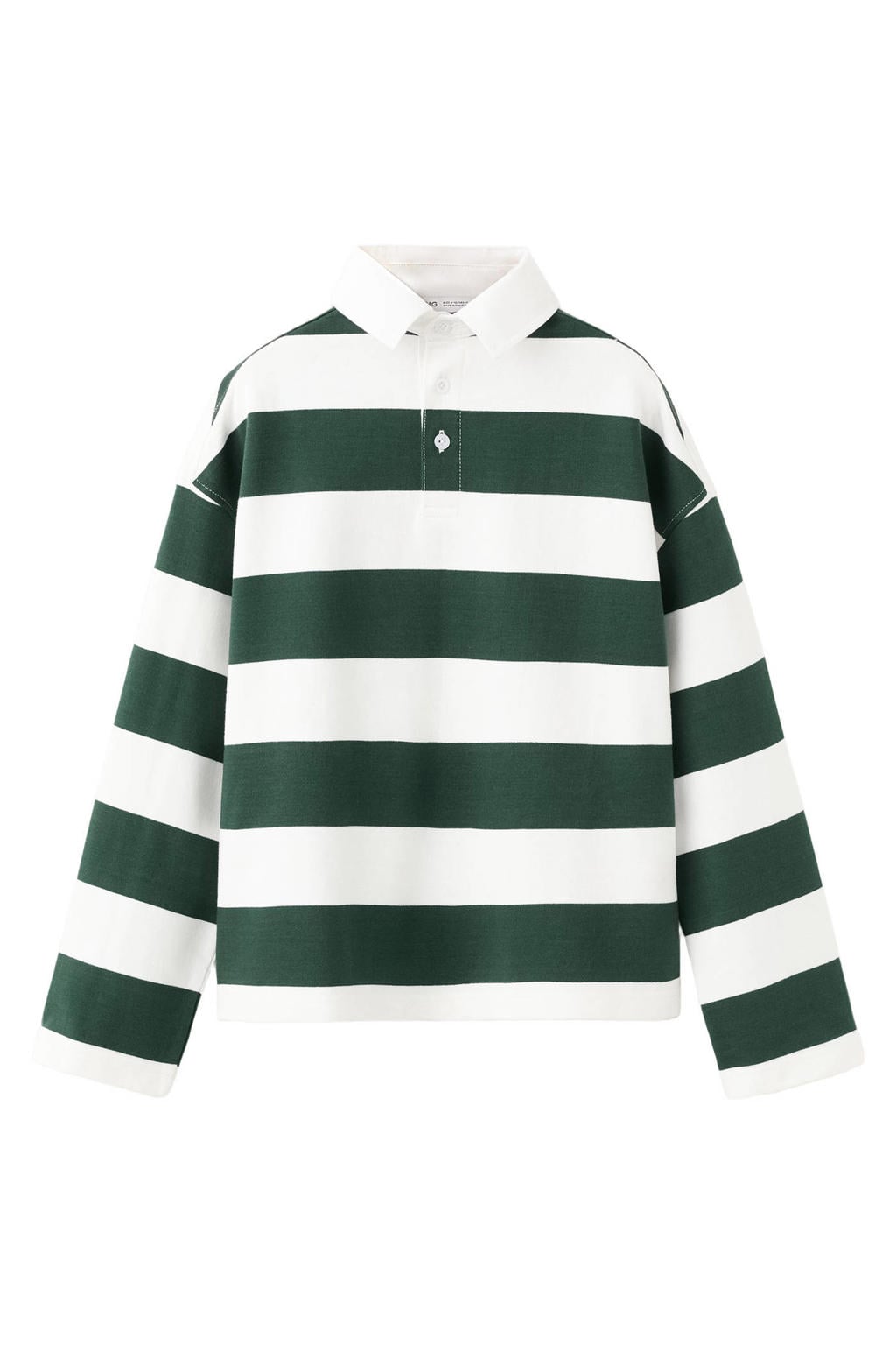 Donkergroen en witte jongens Mango Kids gestreepte polo van katoen met lange mouwen en knoopsluiting