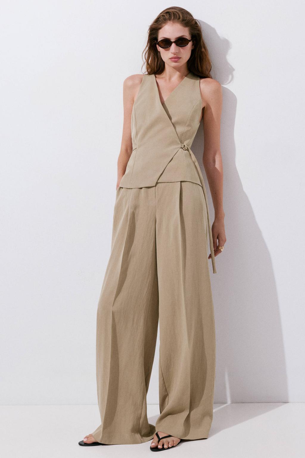 Mango jumpsuit met ceintuur - beige