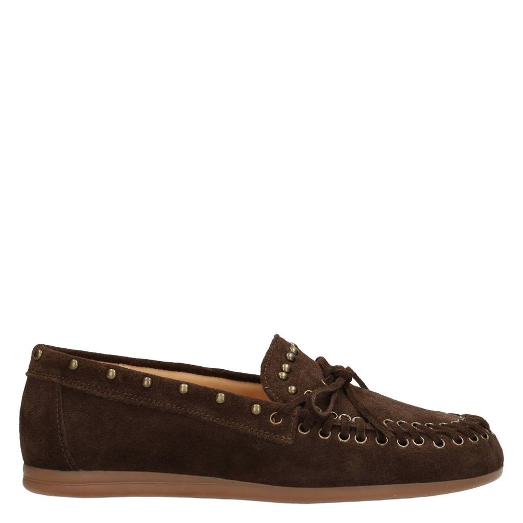 Bruine dames Poelman Kiya suède mocassins met studs -