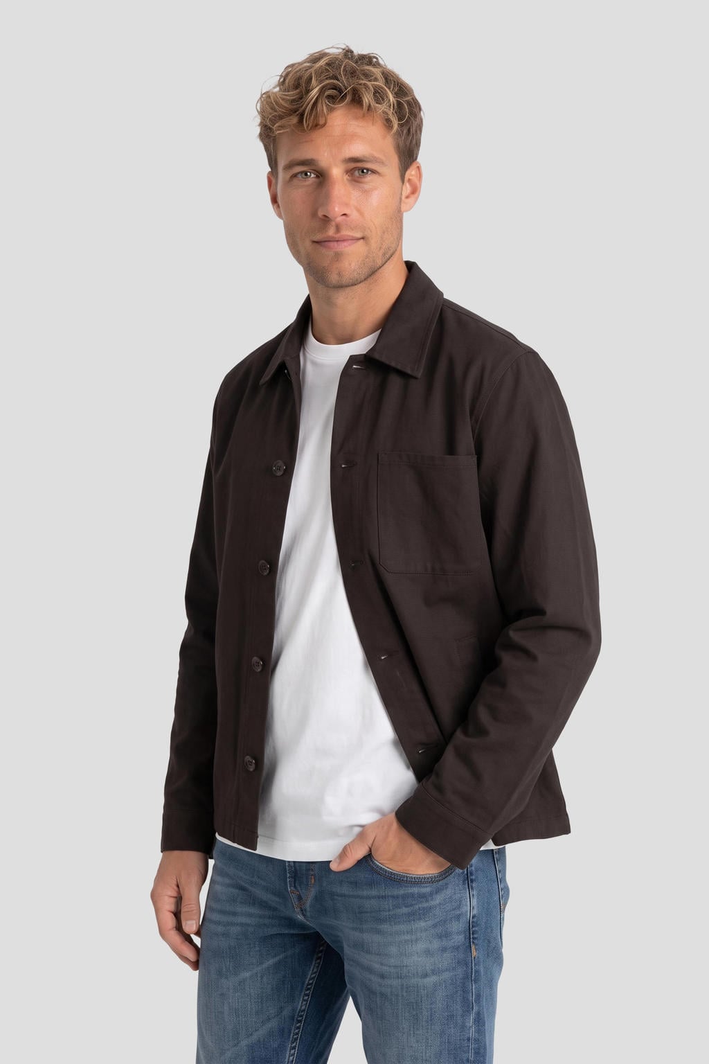 Matinique regular fit overshirt - donkerbruin