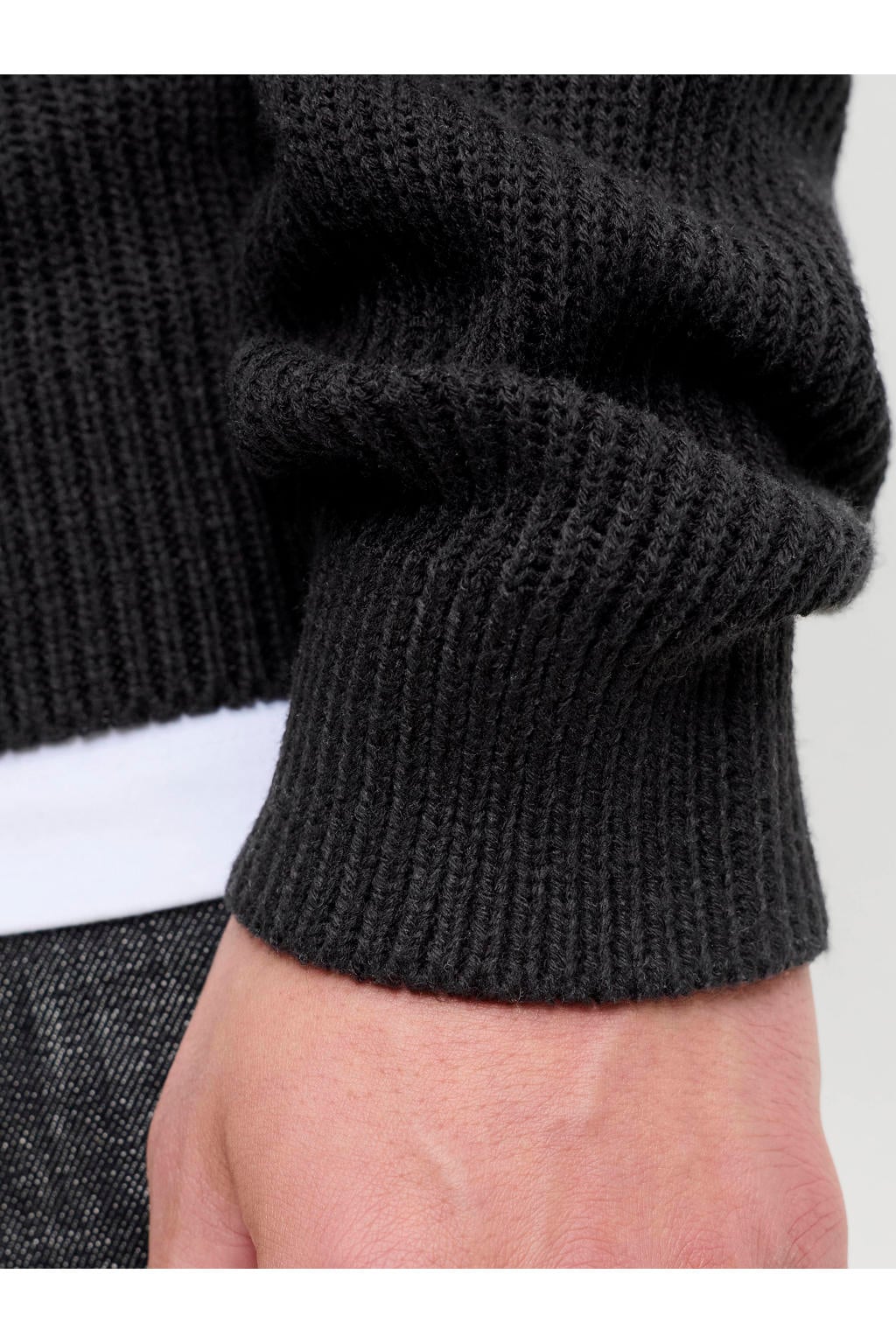 JACK & JONES regular fit gebreide trui - zwart