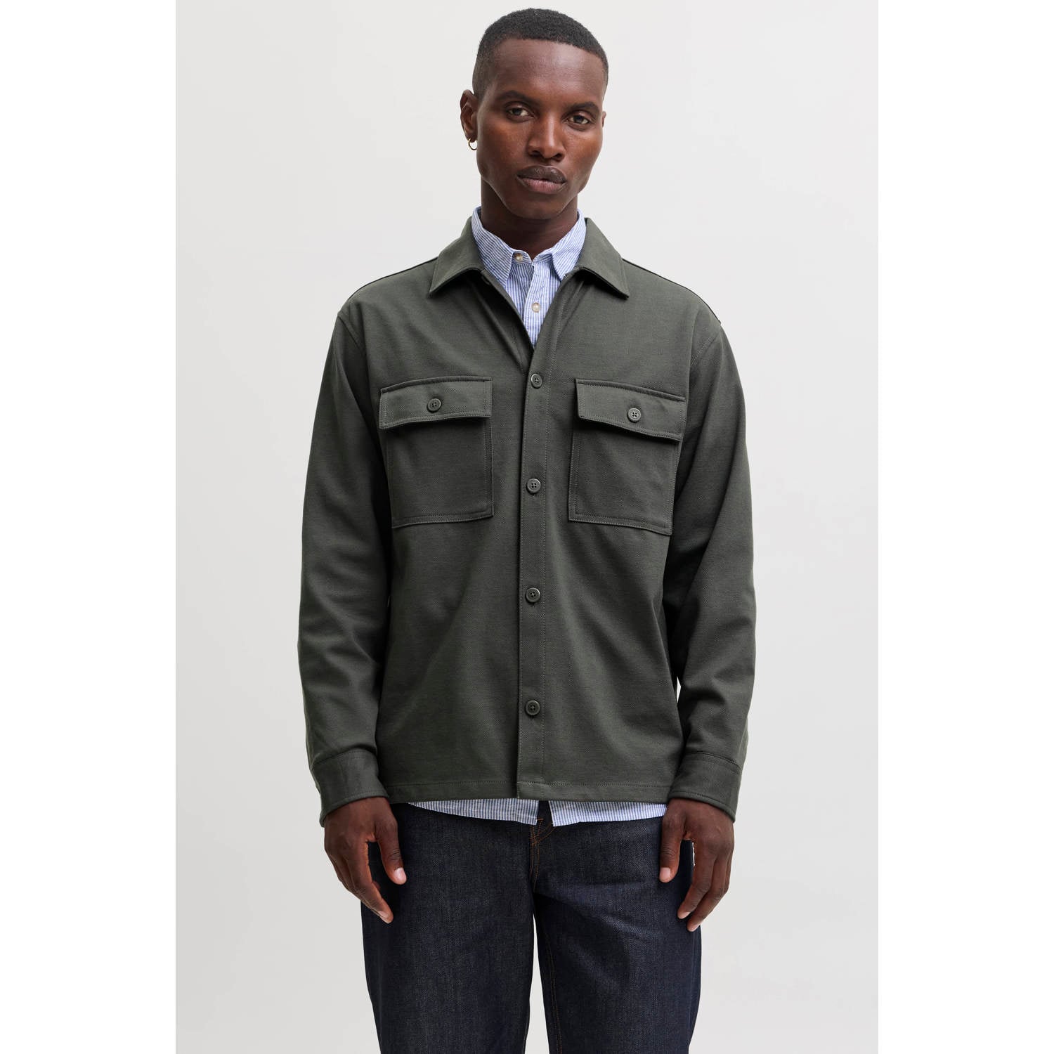JACK & JONES ESSENTIALS relaxed fit overshirt beluga