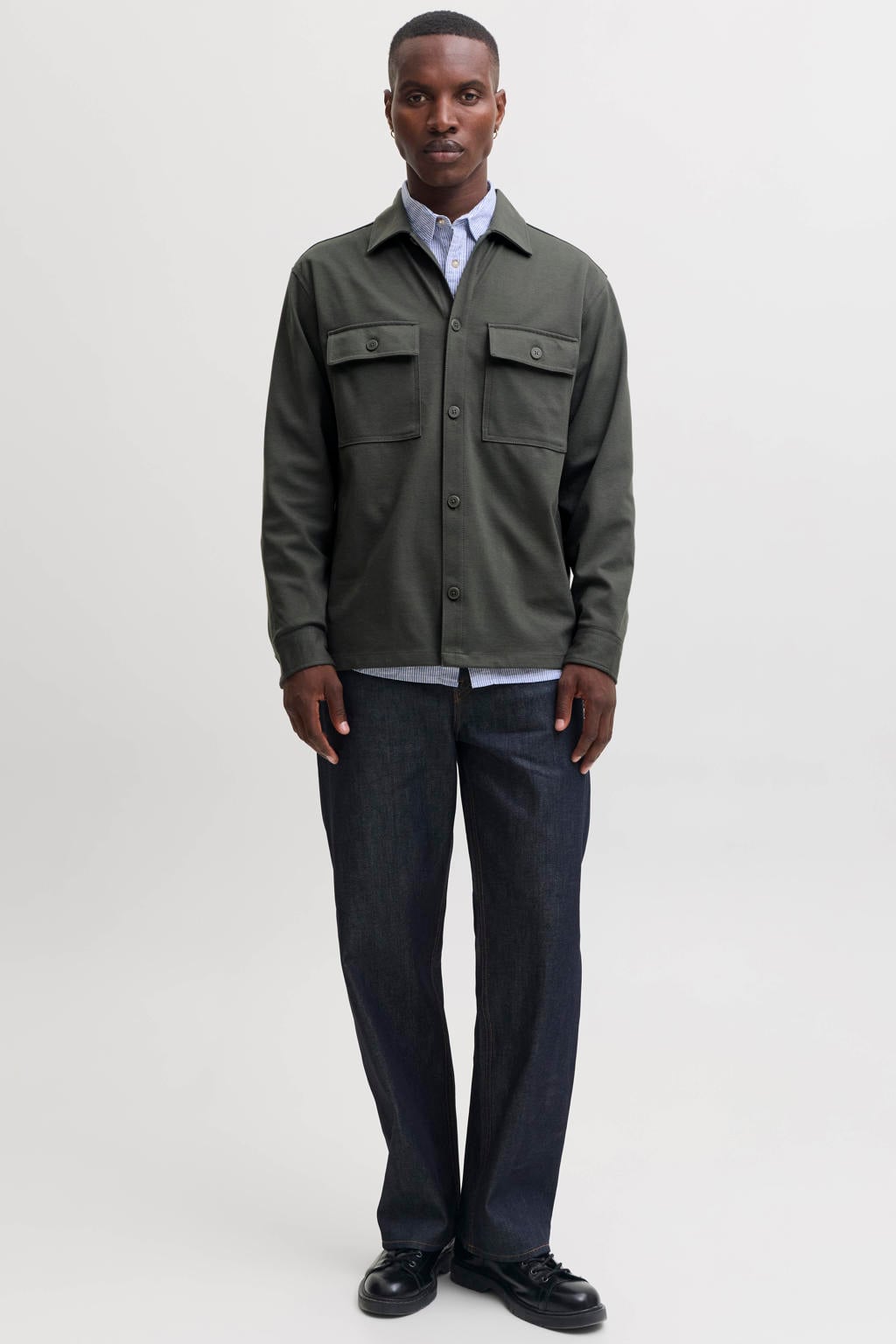 JACK & JONES ESSENTIALS relaxed fit overshirt - beluga