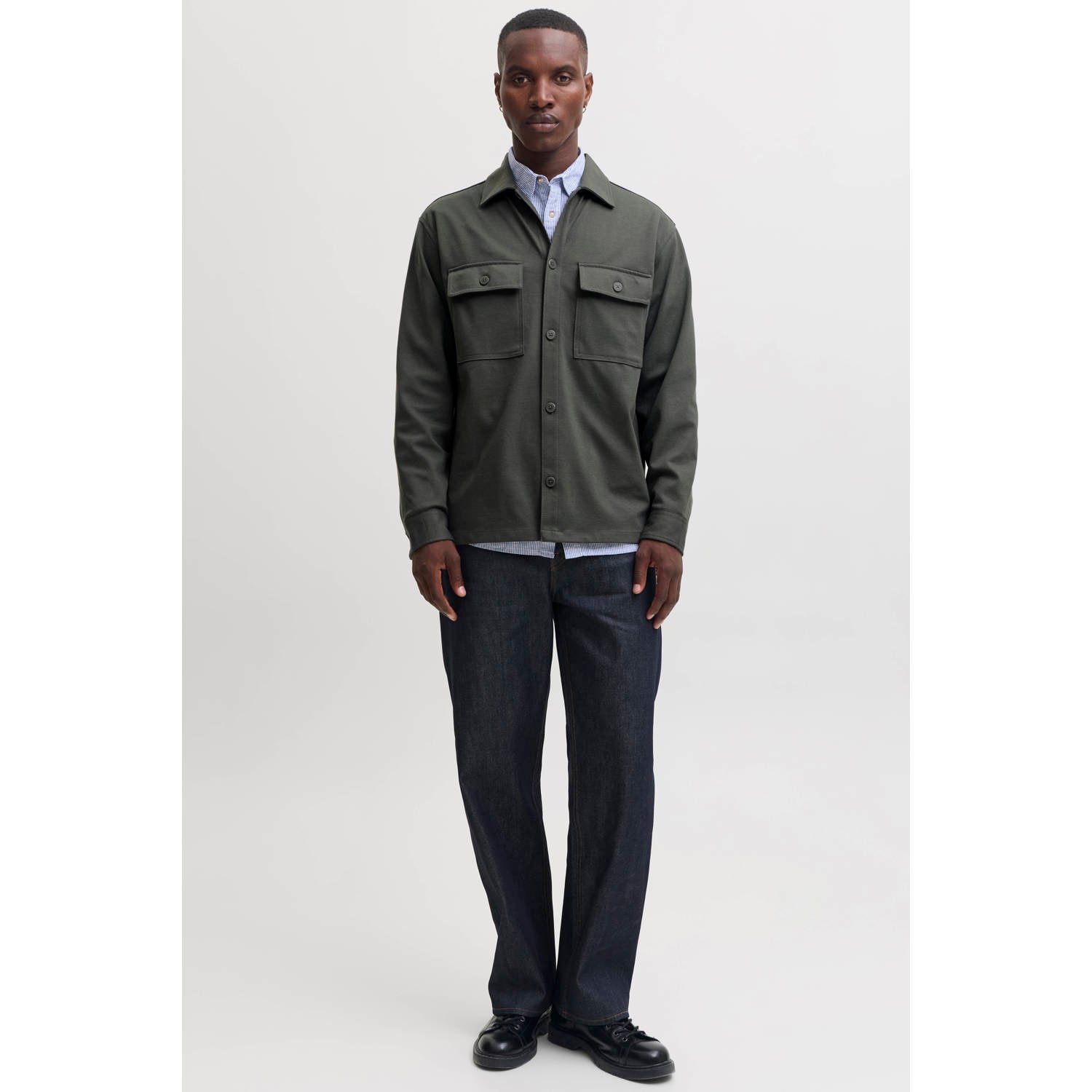 JACK & JONES ESSENTIALS relaxed fit overshirt beluga
