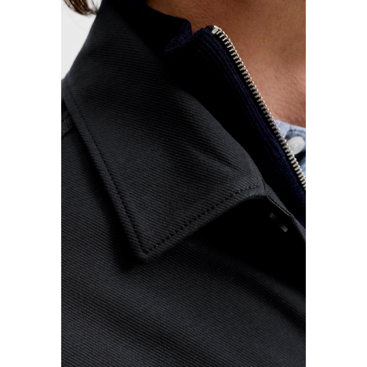 JACK & JONES ESSENTIALS relaxed fit overshirt donkerblauw