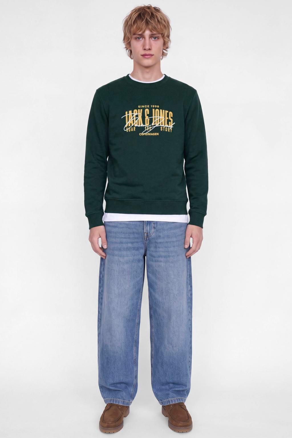 JACK & JONES regular fit sweater met print - scarab