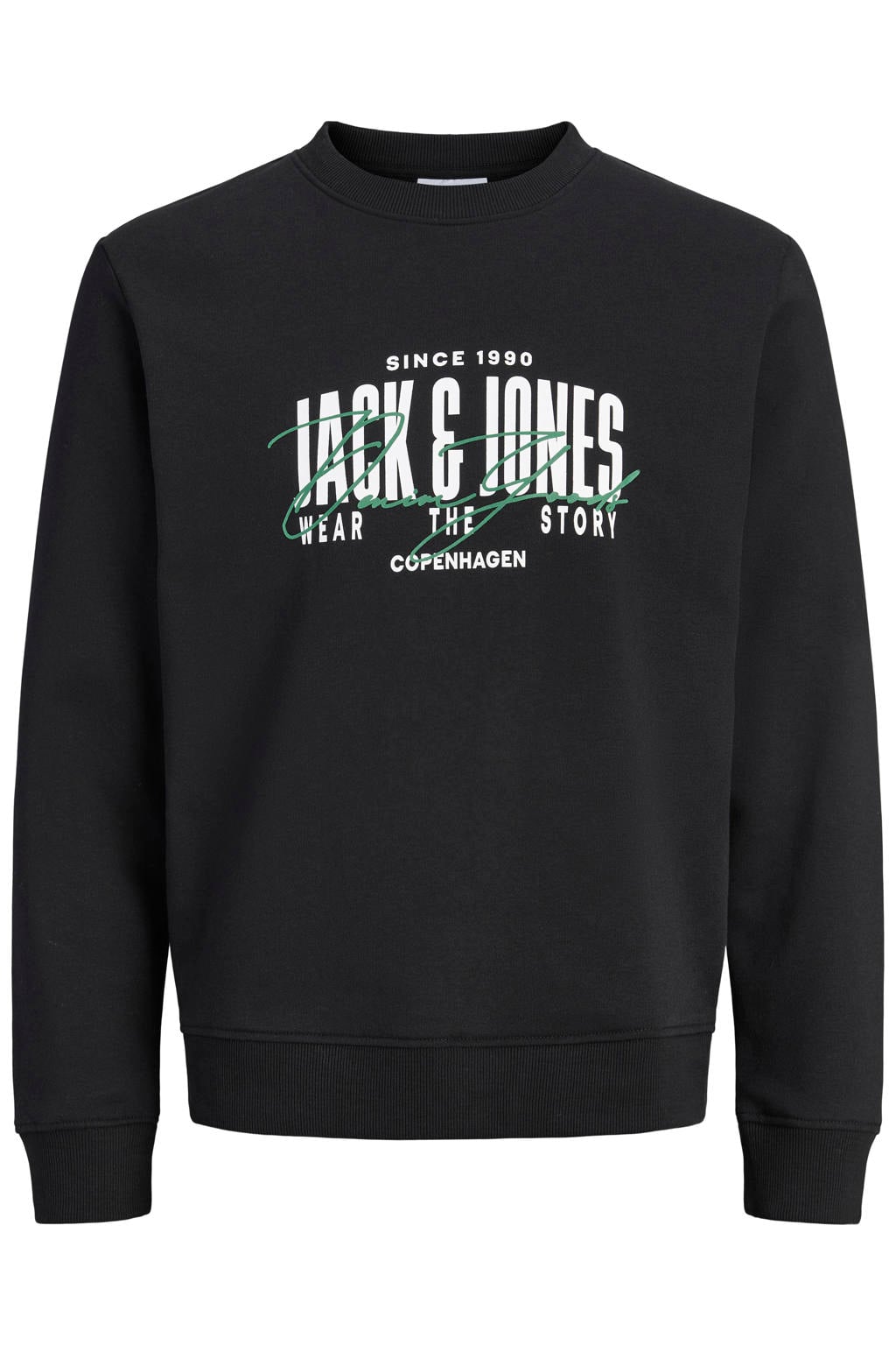 JACK & JONES regular fit sweater met print - zwart
