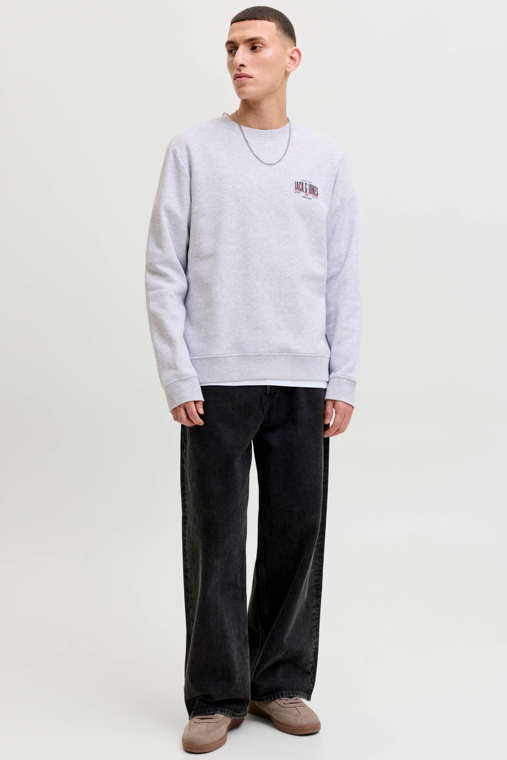 JACK & JONES regular fit sweater met logo - wit