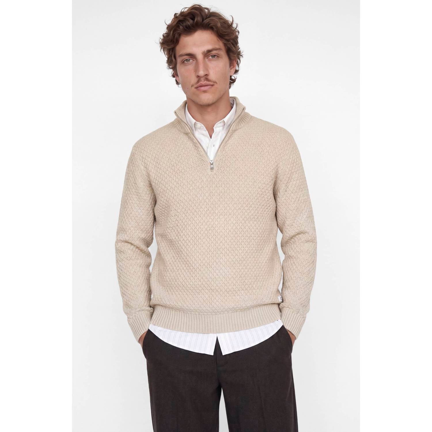 JACK & JONES relaxed fit gebreide trui beige