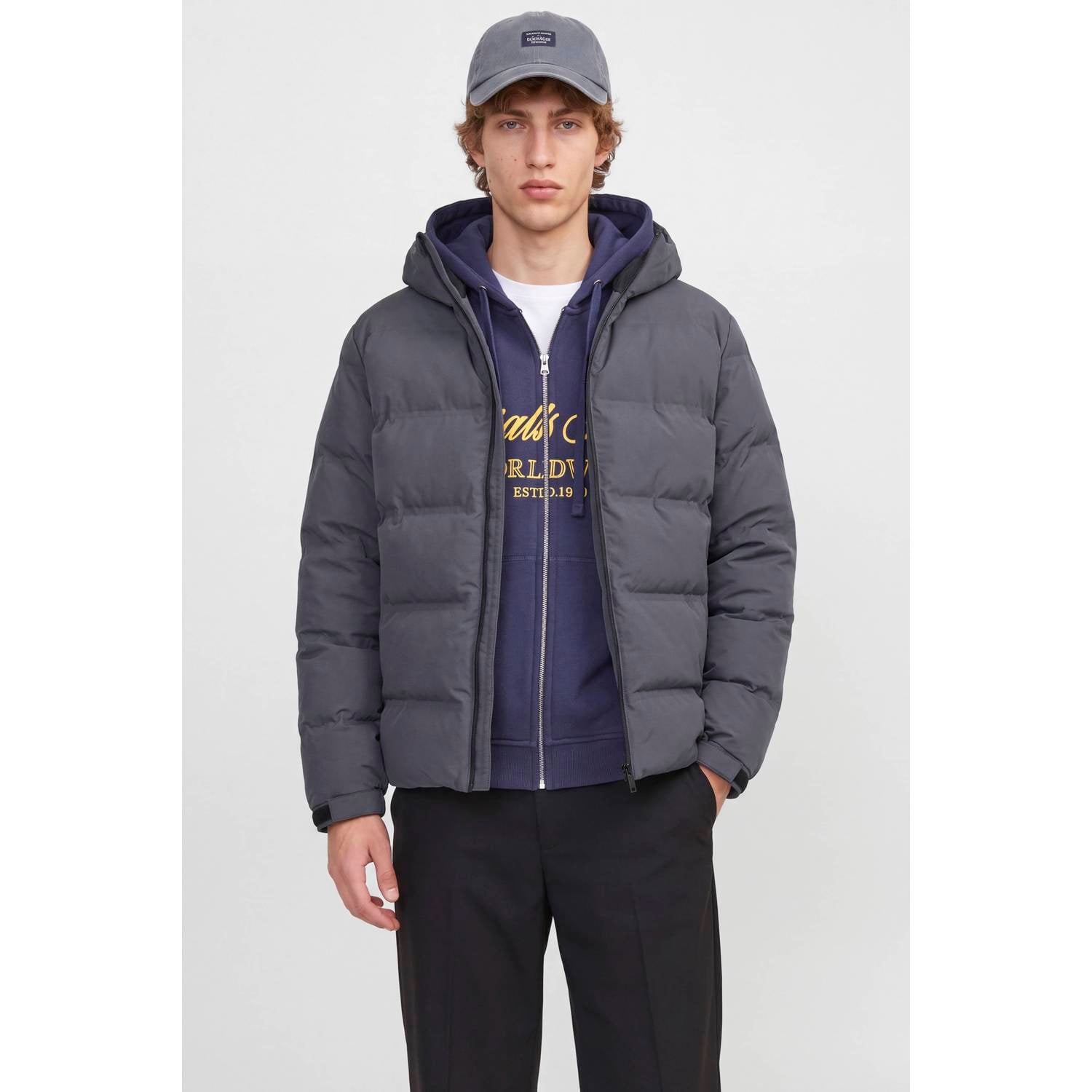 JACK & JONES pufferjas antraciet