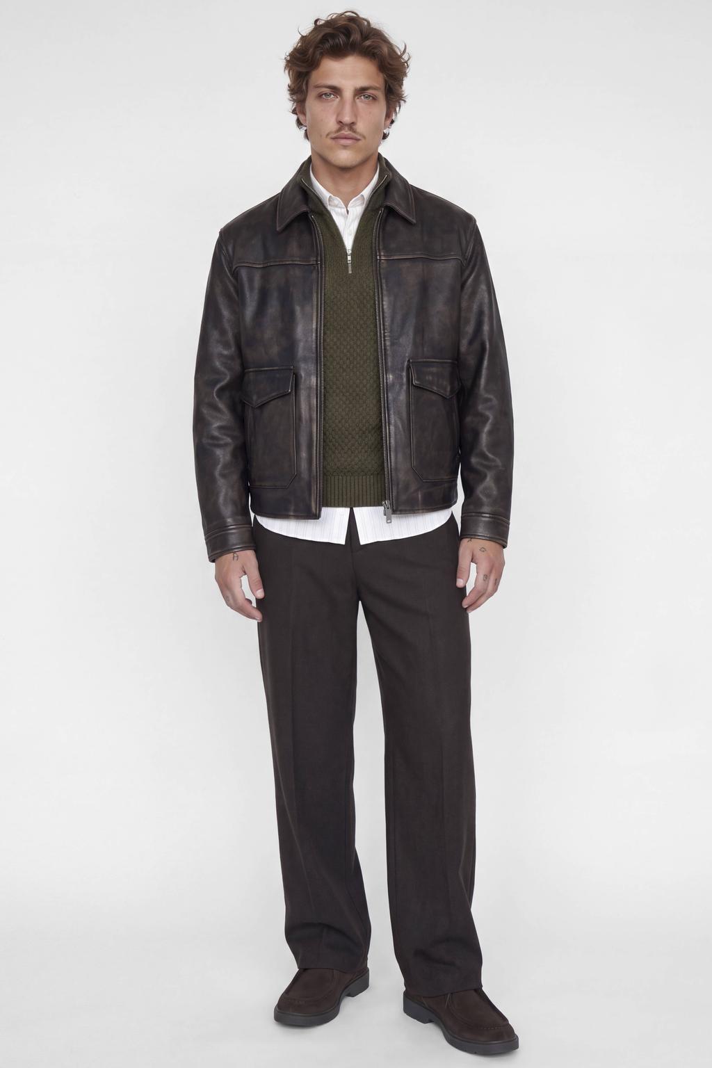 JACK & JONES relaxed fit gebreide trui - donkergroen