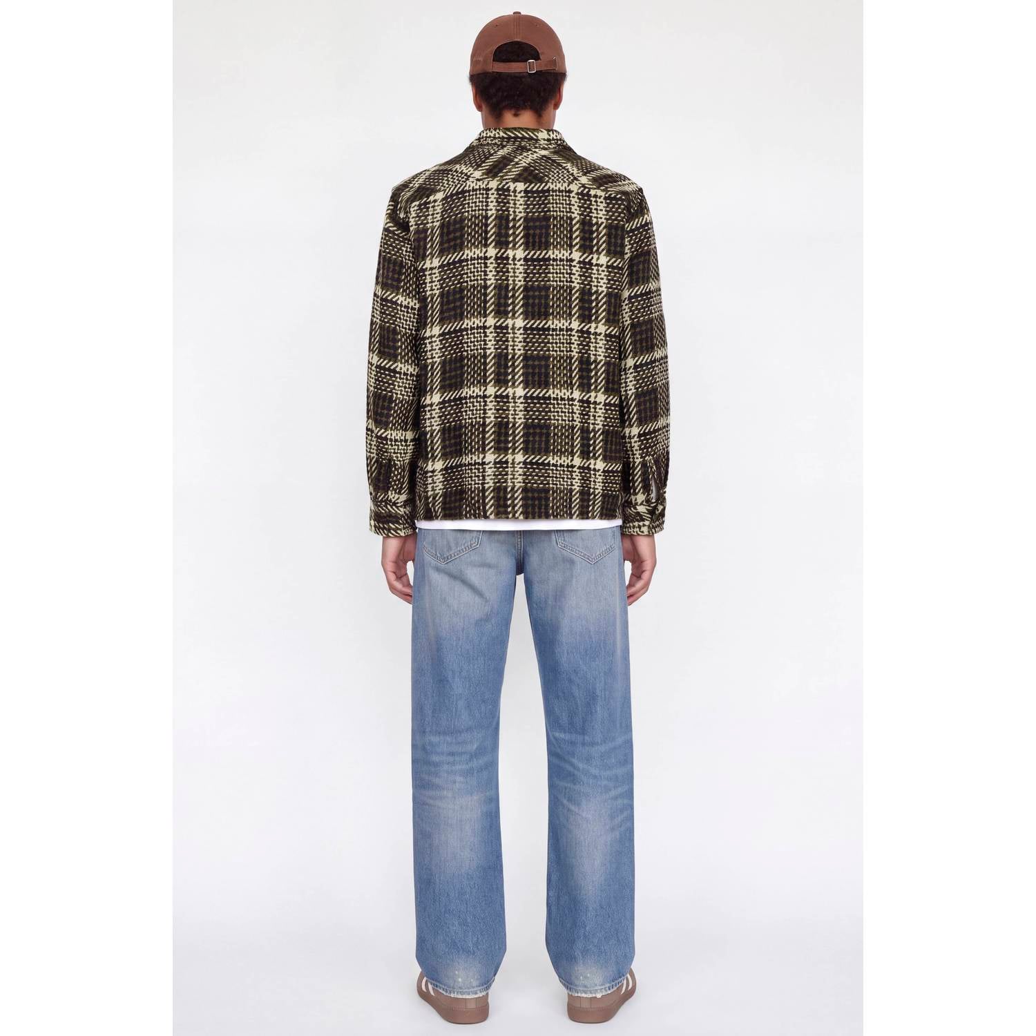 JACK & JONES relaxed fit geruit twill overshirt zwart