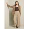 LOLALIZA wide leg broek met krijtstreep - taupe
