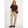 Cache Cache high waist straight leg gestreepte cropped broek - beige