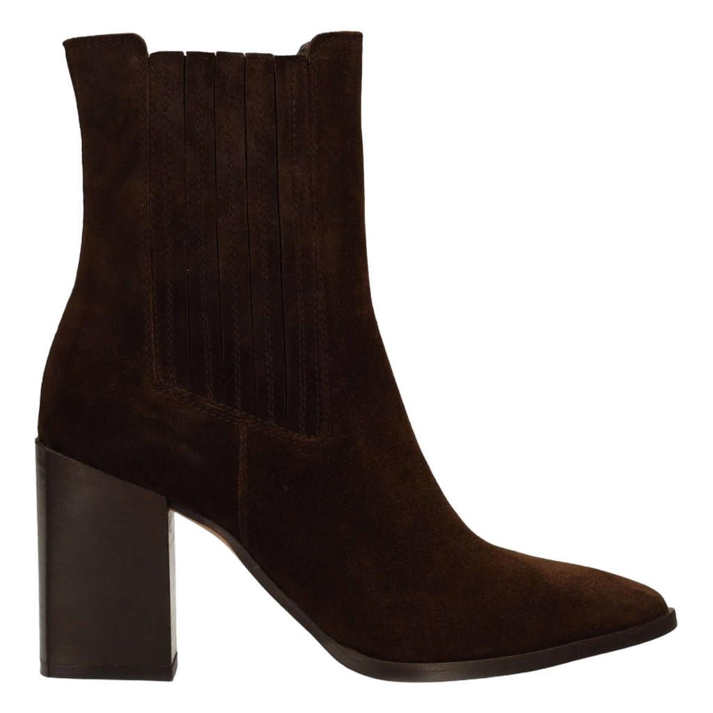 Bruine dames Sacha suède chelsea boots met blokhak -