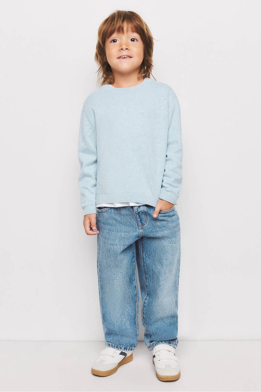 Light blue denim jongens Mango Kids regular fit jeans van denim met effen