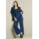 LOLALIZA wide leg broek met krijtstreep - donkerblauw