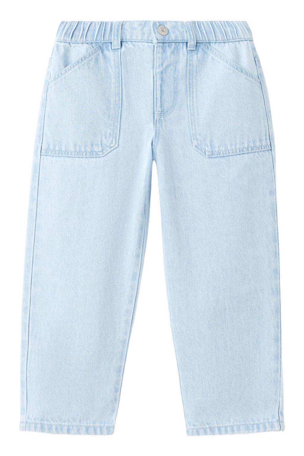 Light blue denim jongens Mango Kids straight leg jeans van denim met effen