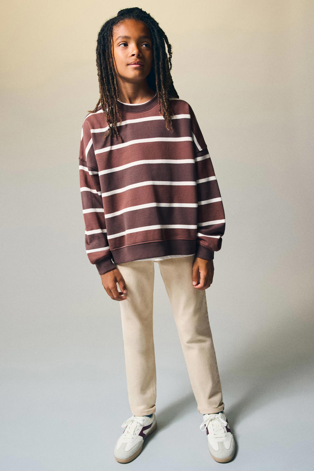 Beige jongens Mango Kids regular fit jeans van stretchdenim met effen