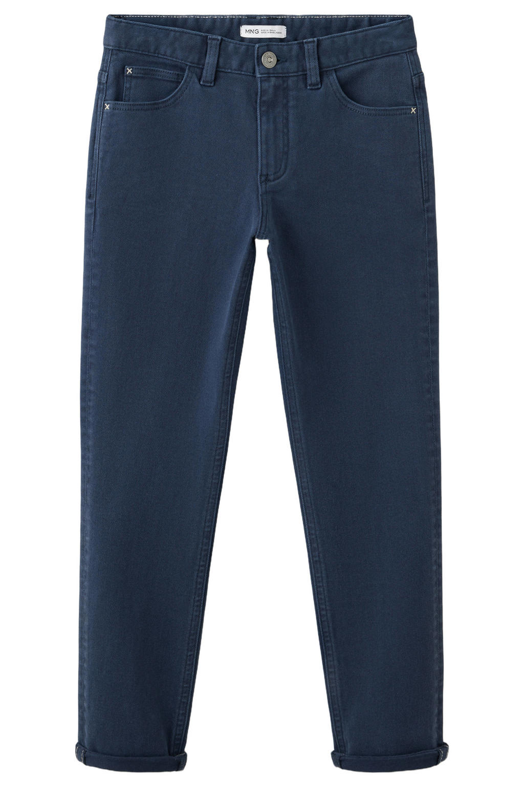 Marineblauw jongens Mango Kids regular fit jeans blauw van stretchdenim met effen
