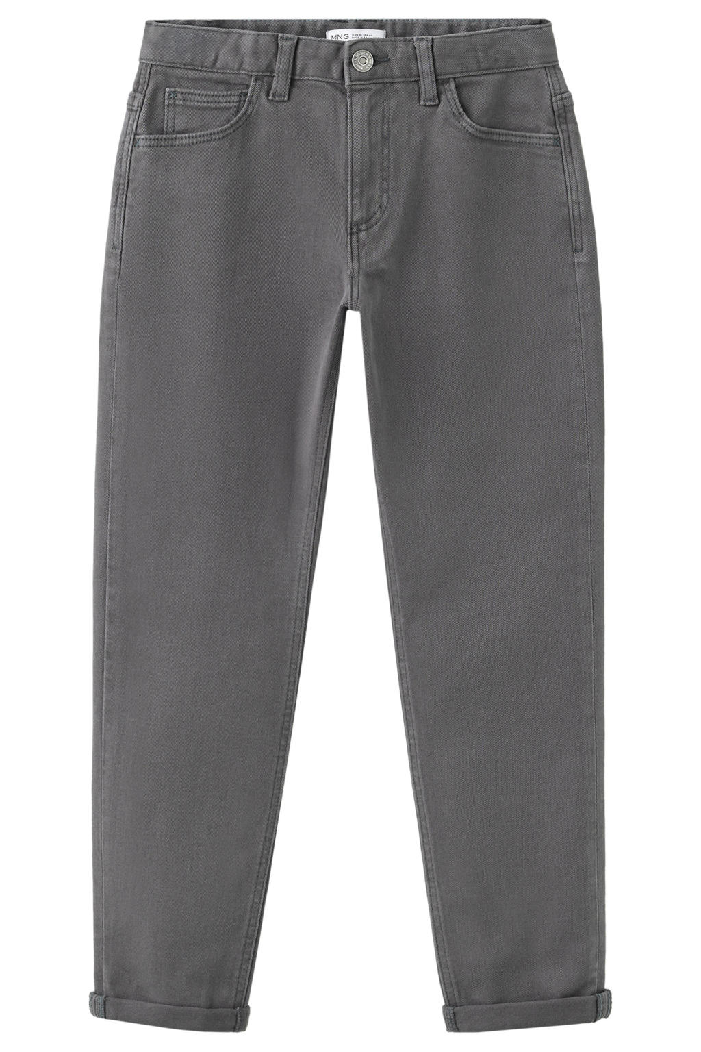 Antraciete jongens Mango Kids regular fit jeans van stretchdenim met effen