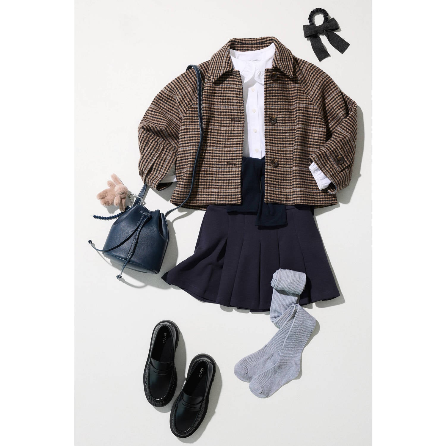 Mango Kids korte plooirok donkerblauw
