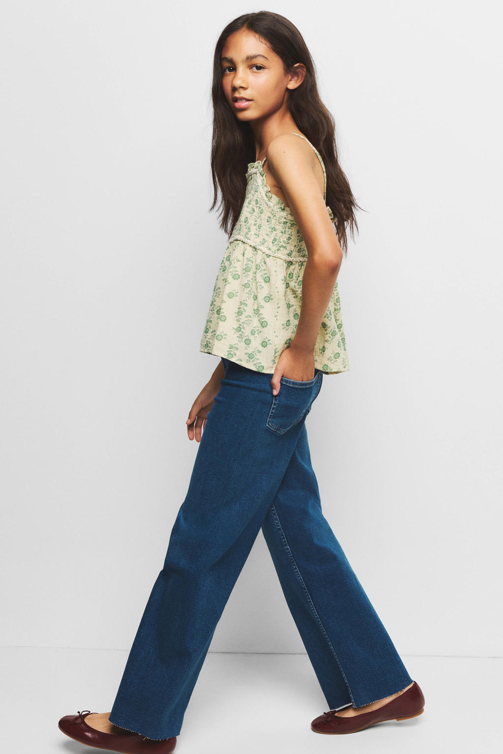 Mango Kids wide leg jeans - mediumblauw