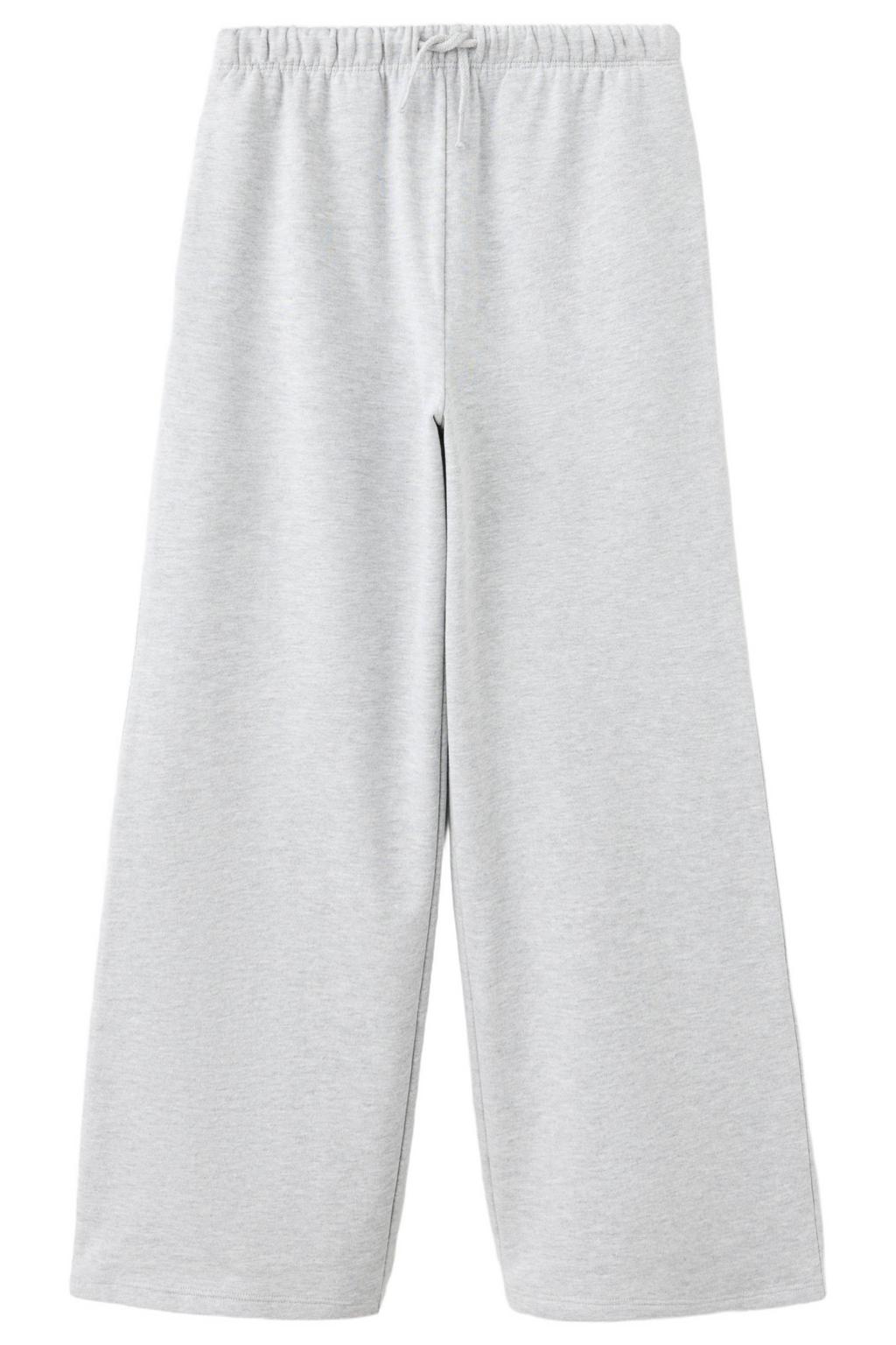 Lichtgrijze meisjes Mango Kids joggingbroek van sweat materiaal met elastische tailleband met koord en melée print