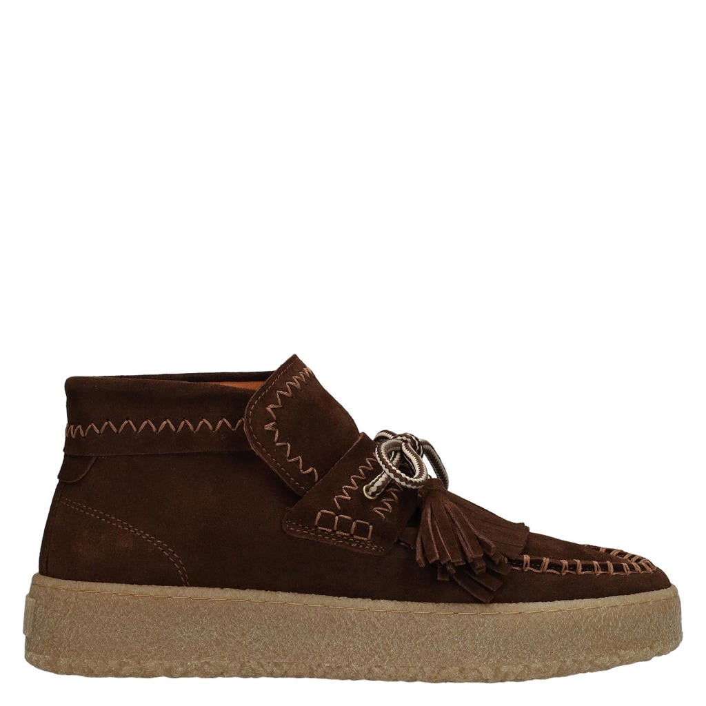 Donkerblauwe dames Manfield suède veterboots -