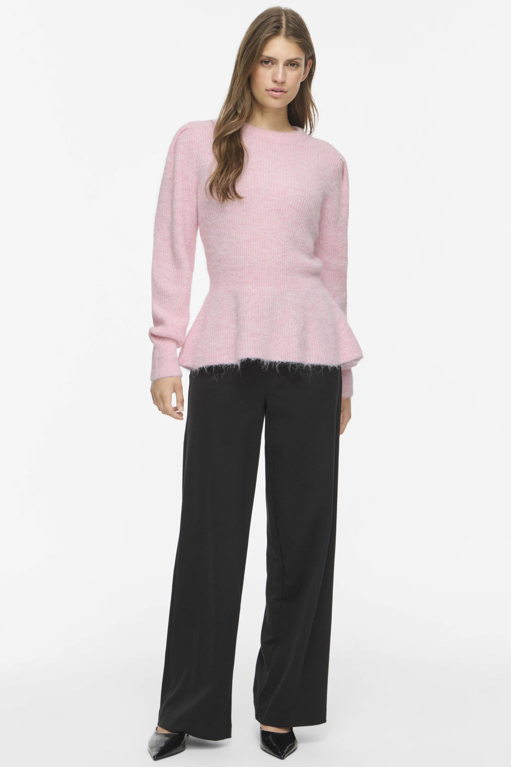 VILA gebreide trui met peplum - roze