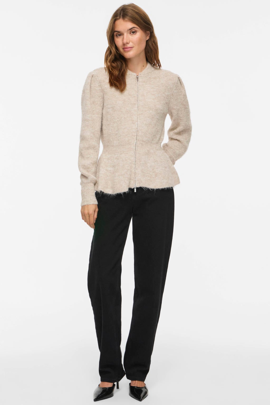 VILA gebreid gemêleerd vest - beige