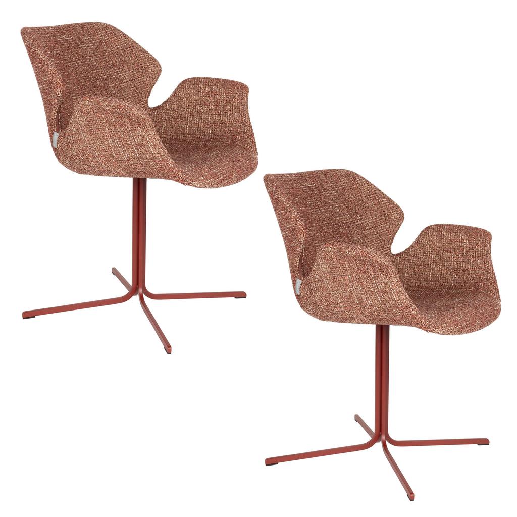 Zuiver Nikki Eetkamerstoelen Armleuning Terra/ Rood - Set van 2