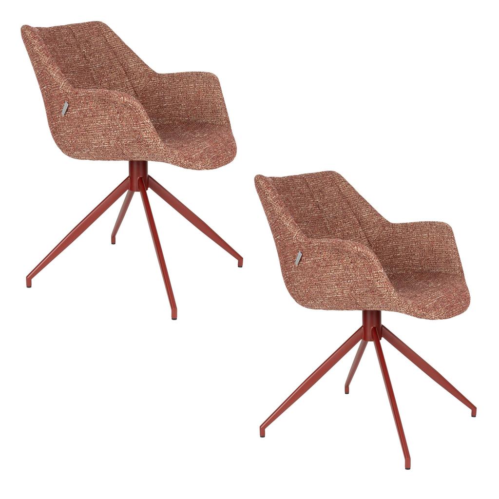 Zuiver Doulton Eetkamerstoelen Armleuning Terra/ Rood - Set van 2