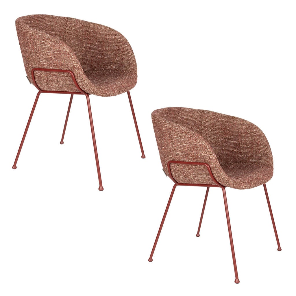 Zuiver Feston Eetkamerstoelen Armleuning Terra/Rood - Set van 2