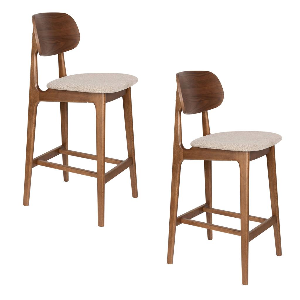 Dutchbone Marais Barkrukken 68,5 cm Walnoot kleur - Set van 2