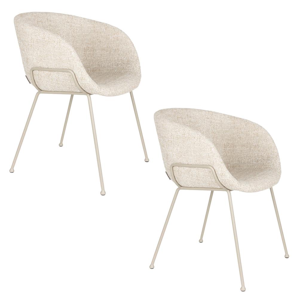 Zuiver Feston Eetkamerstoelen Armleuning Beige - Set van 2