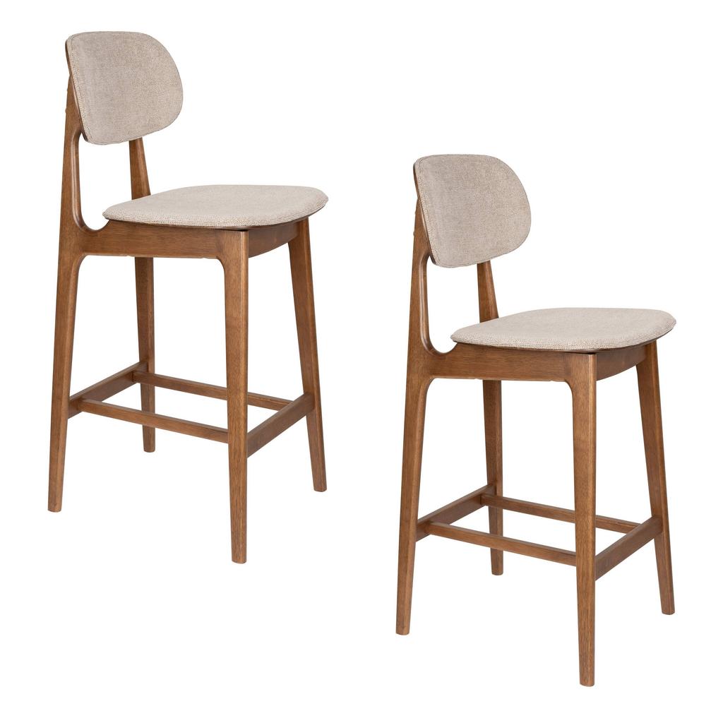 Dutchbone Marais Barkrukken 68,5 cm Walnoot kleur / Beige - Set van 2